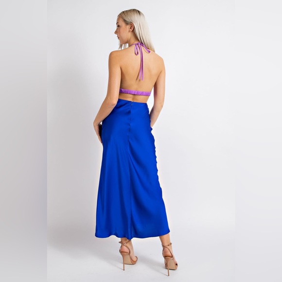 Edit by nine TD2287 color block cutout mock neck maxi dress - Picture 5 of 5